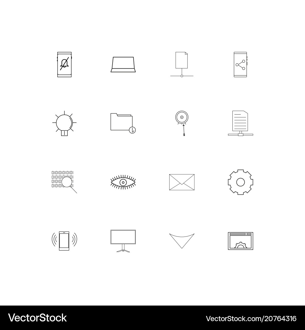 Internet technologies linear thin icons set vector image