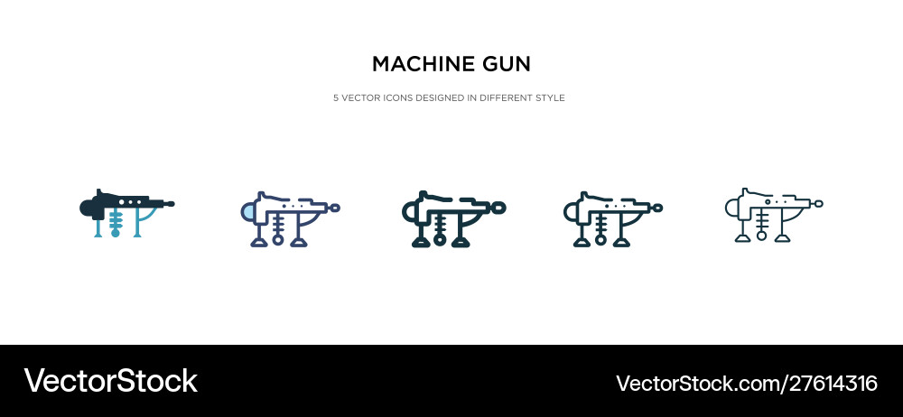 Machine gun icon in different style two colored Vector Image