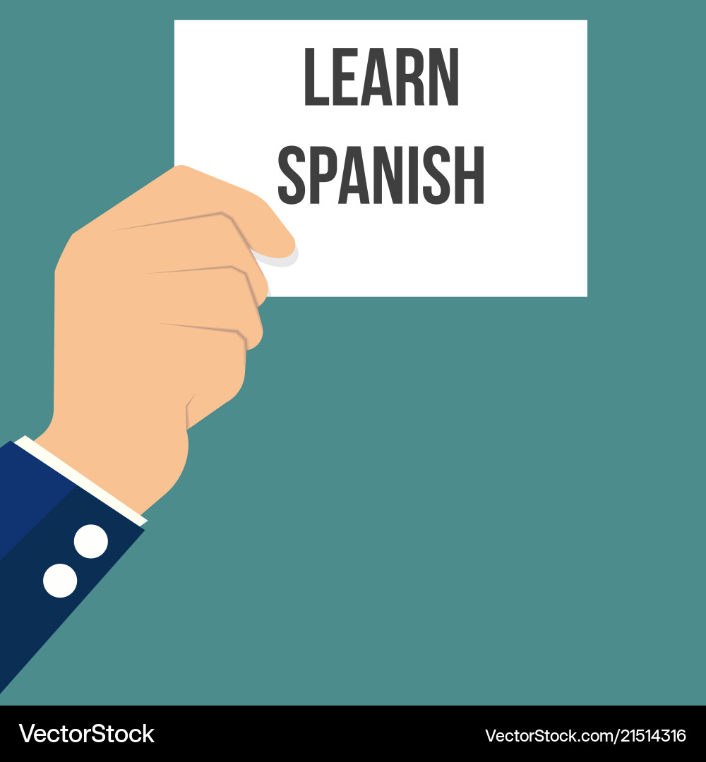 Man showing paper learn spanish text vector image