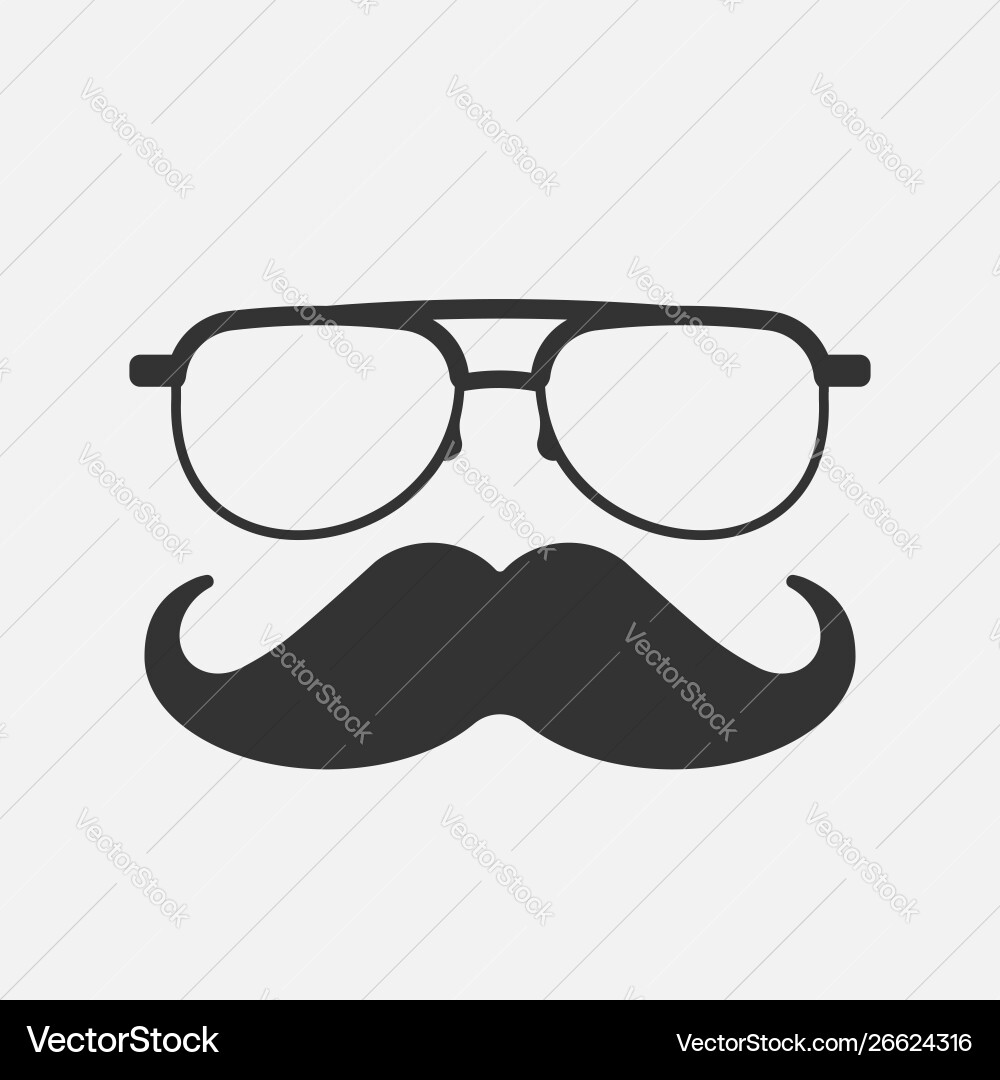 Mustache and glasses icon isolated on white Mustache and glasses icon isolated on white vector image