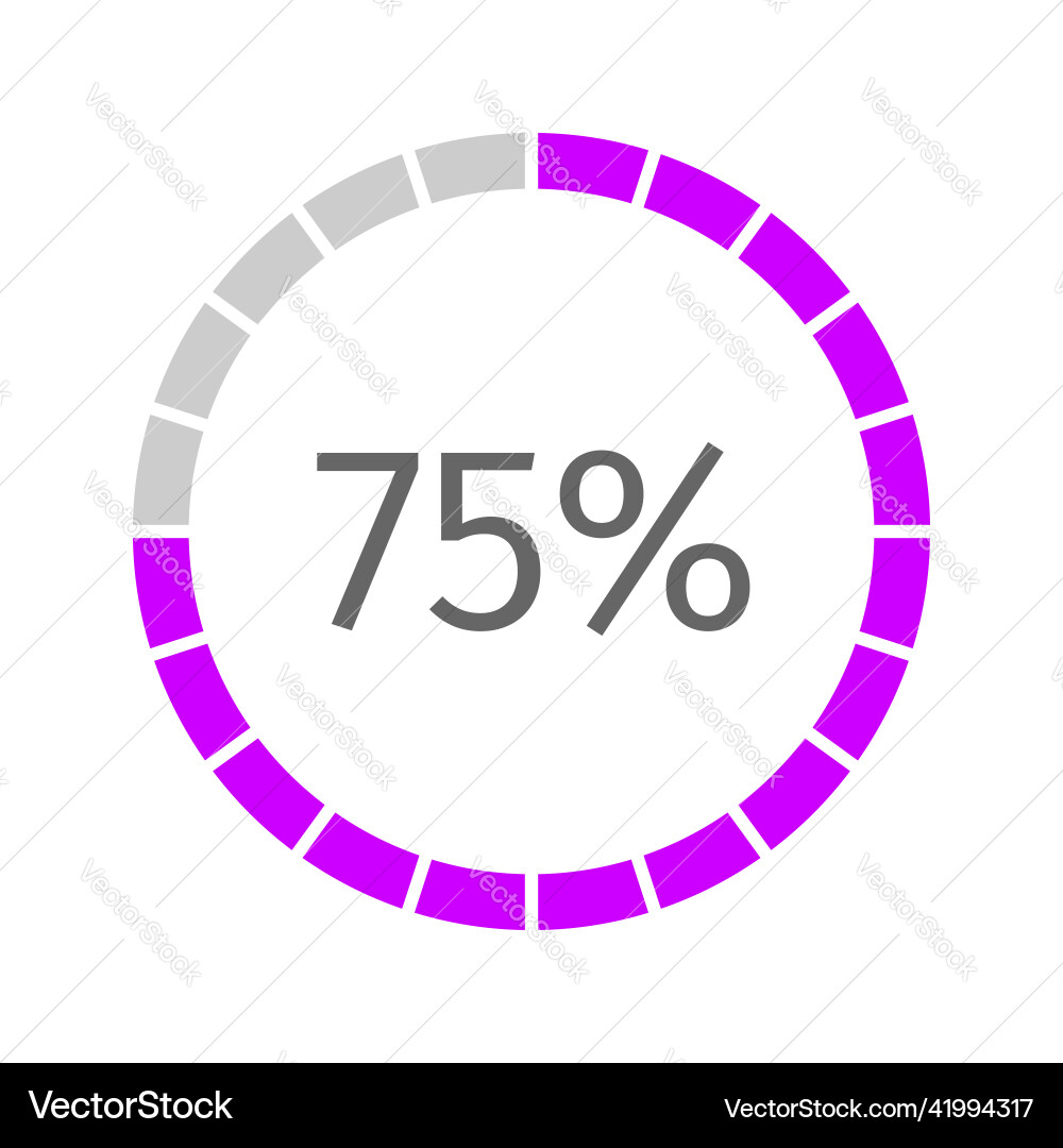 75 percent filled round loading bar progress 75 percent filled round loading bar progress vector image