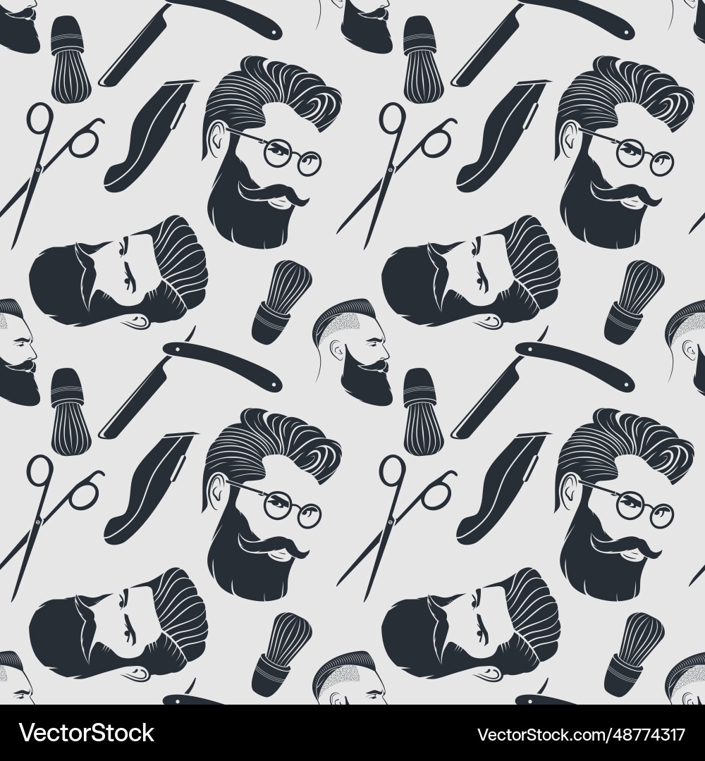 Barbershop seamless pattern with scissors and comb Vector Image