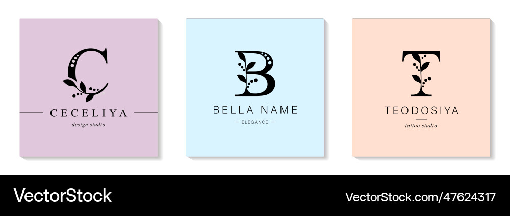 Bundle of botanical minimalistic logos monogram Bundle of botanical minimalistic logos monogram Vector Image