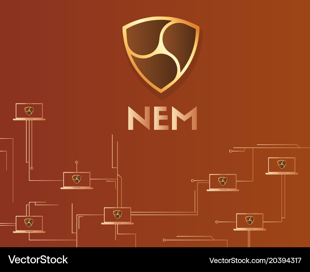Cryptocurrency nem blockchain circuit network vector image