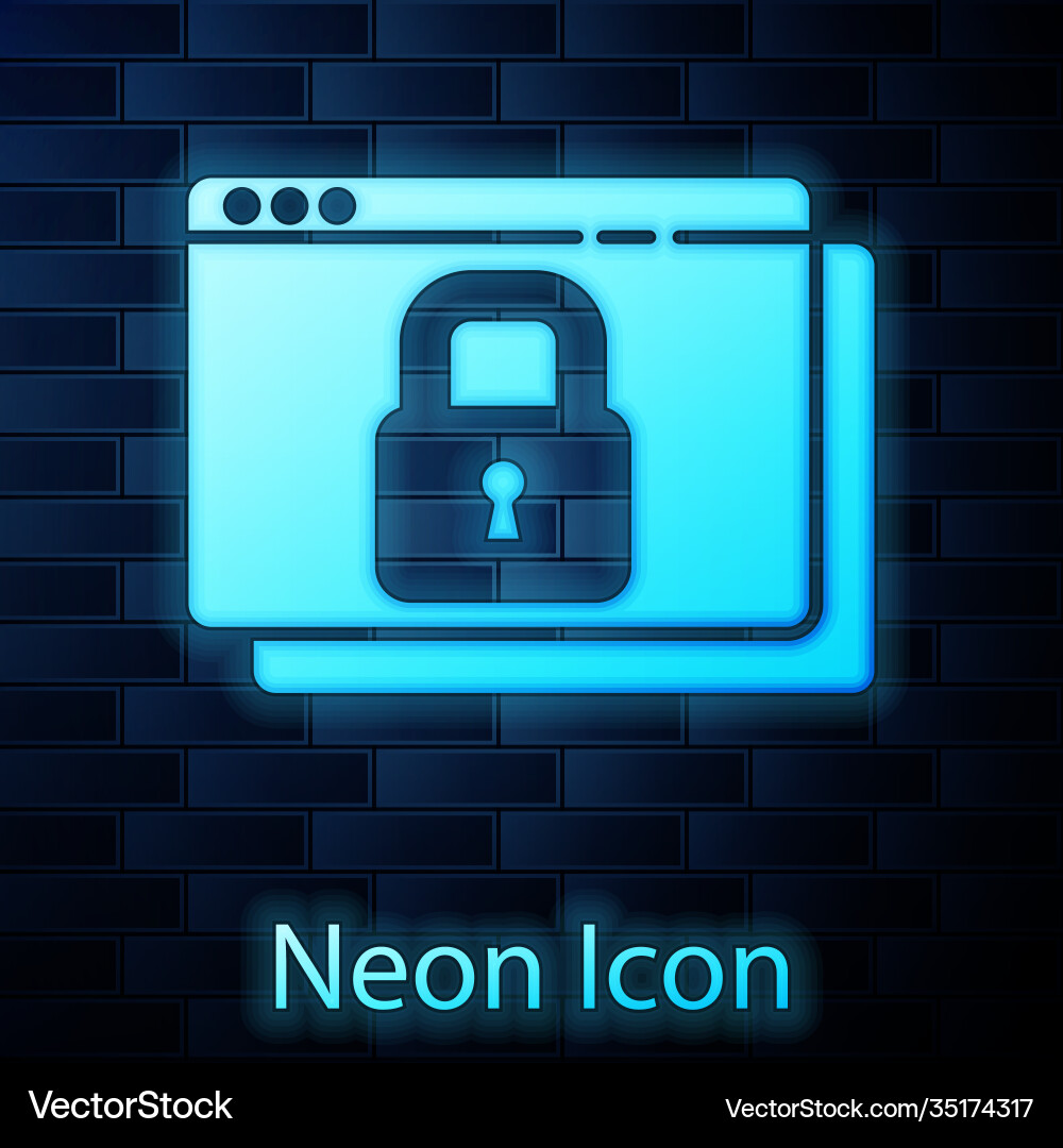 Glowing neon secure your site with https ssl icon Glowing neon secure your site with https ssl icon vector image