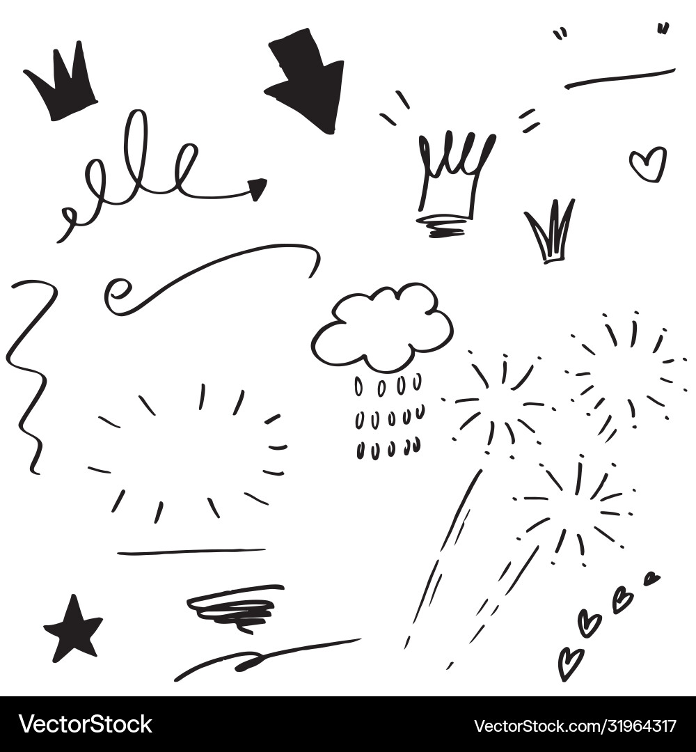 Hand drawn set elements black on white Royalty Free Vector