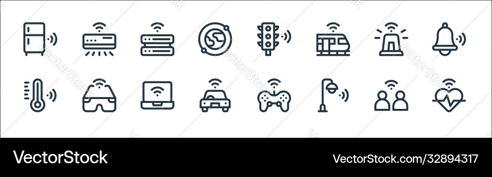 Internet things line icons linear set quality Internet things line icons linear set quality vector image