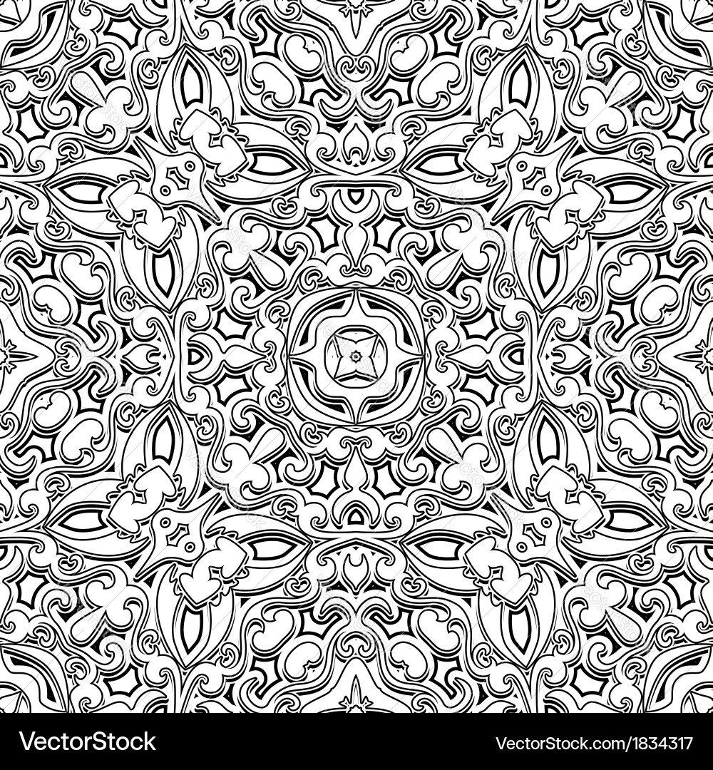 Intricate Black and White Scroll Pattern Vector Image