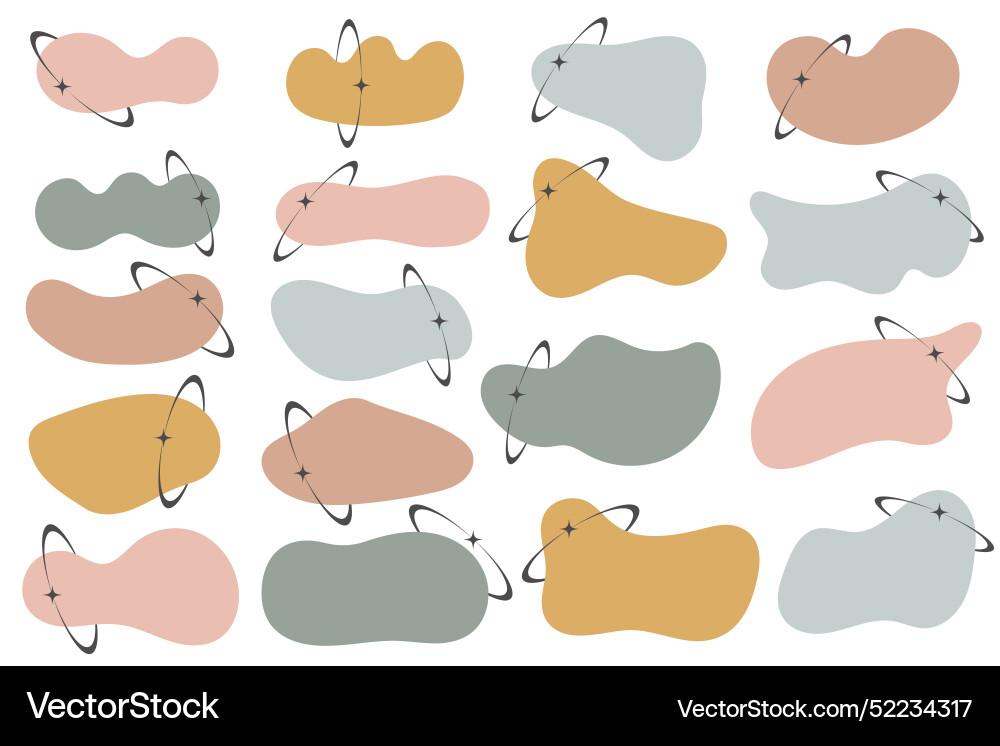 Irregular organic y2k blobs set with orbits Irregular organic y2k blobs set with orbits vector image