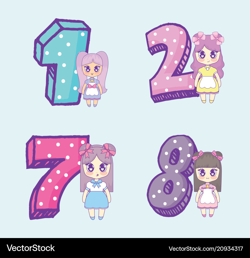 Kawaii anime Mädchen Design Kawaii anime Mädchen Design vektorbild