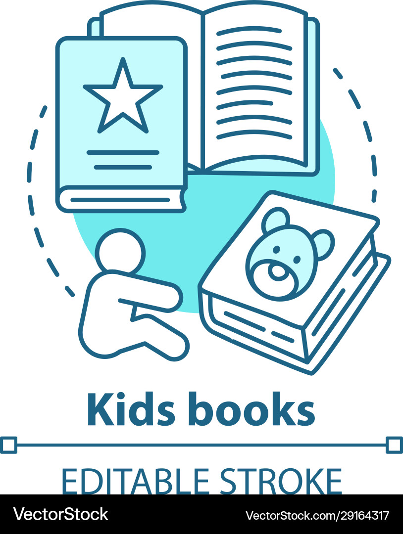 Kids books concept icon children literature idea Kids books concept icon children literature idea vector image