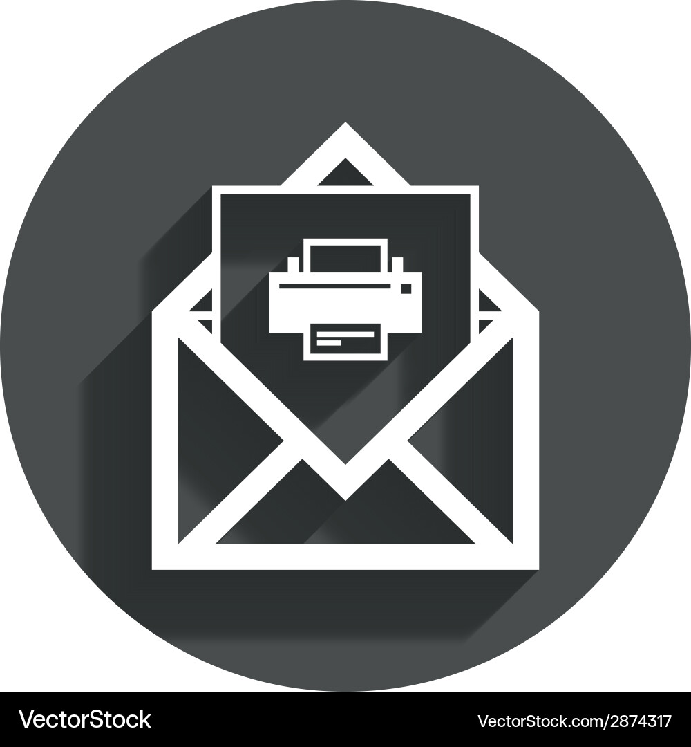 Mail print icon envelope symbol message sign Vector Image