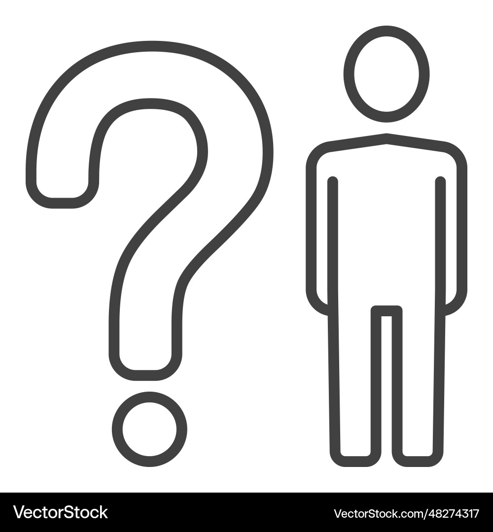 Man with question mark concept outline icon vector image