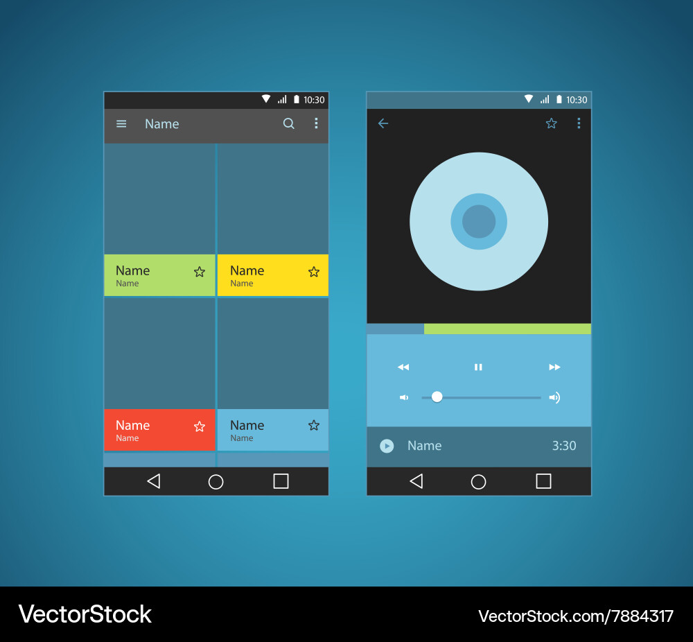 Modern smartphone player interface template Vector Image