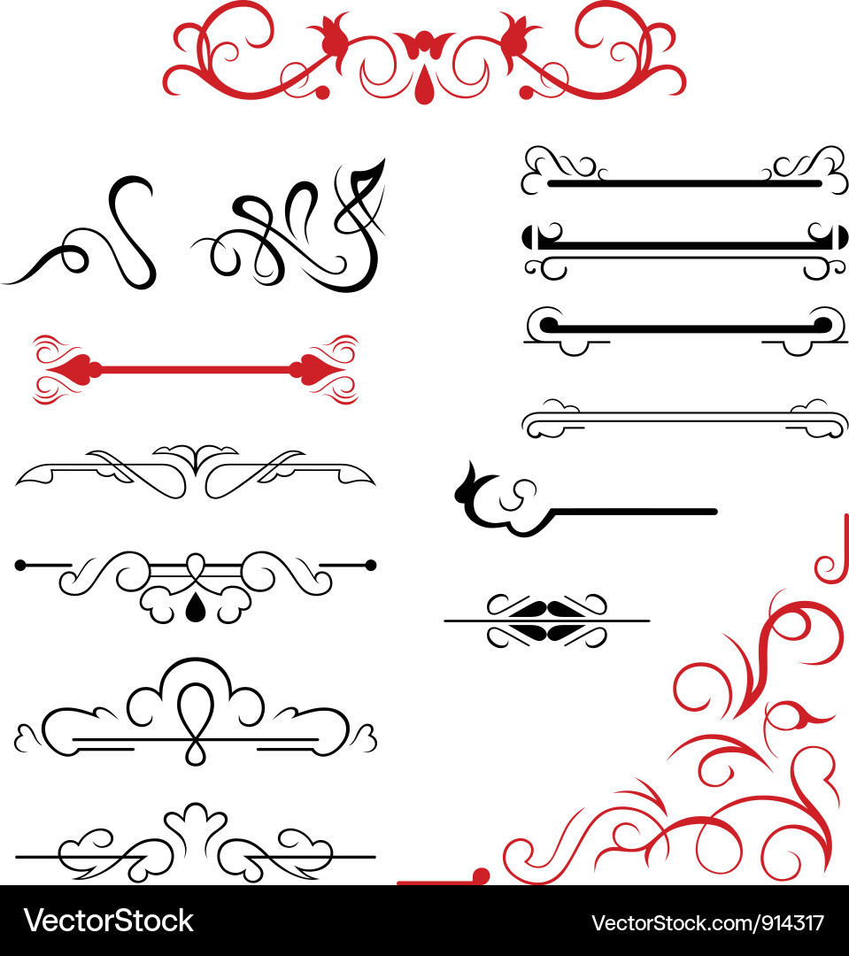 Set calligraphic design elements vector image