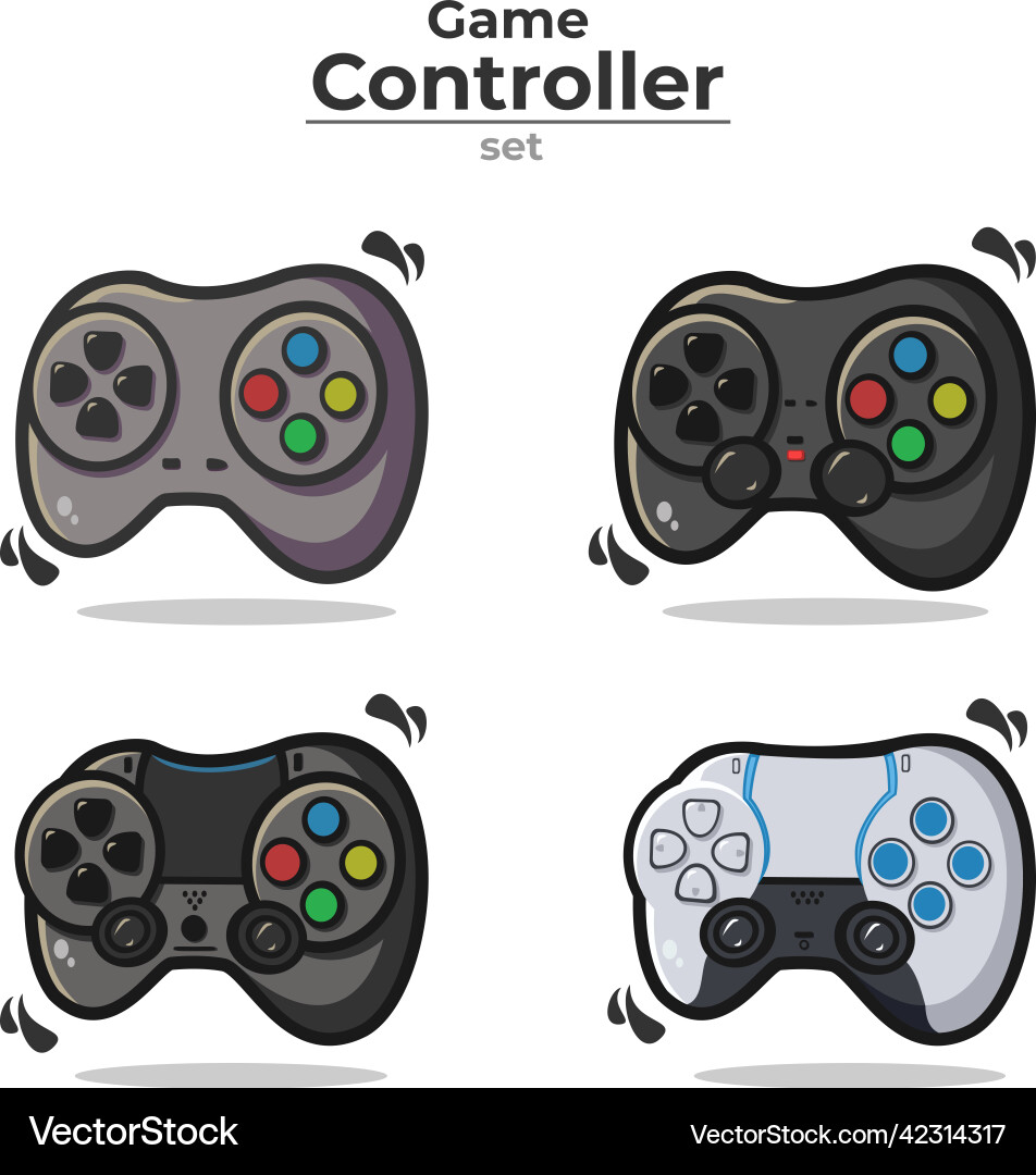 Set flat game controller joystick icon vector image