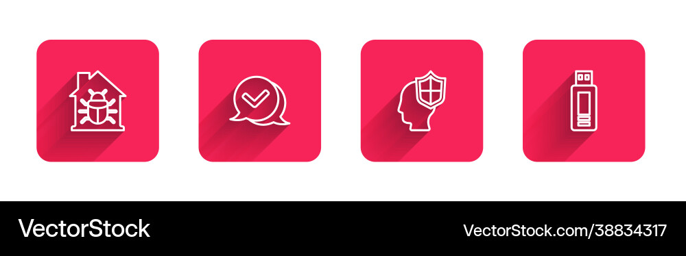 Set line house system bug check mark in speech Set line house system bug check mark in speech vector image