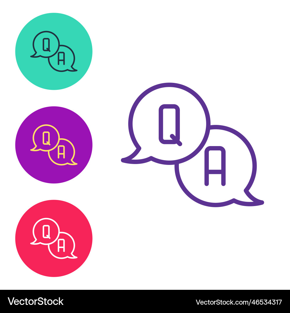 Set line speech bubbles with question and answer Set line speech bubbles with question and answer vector image