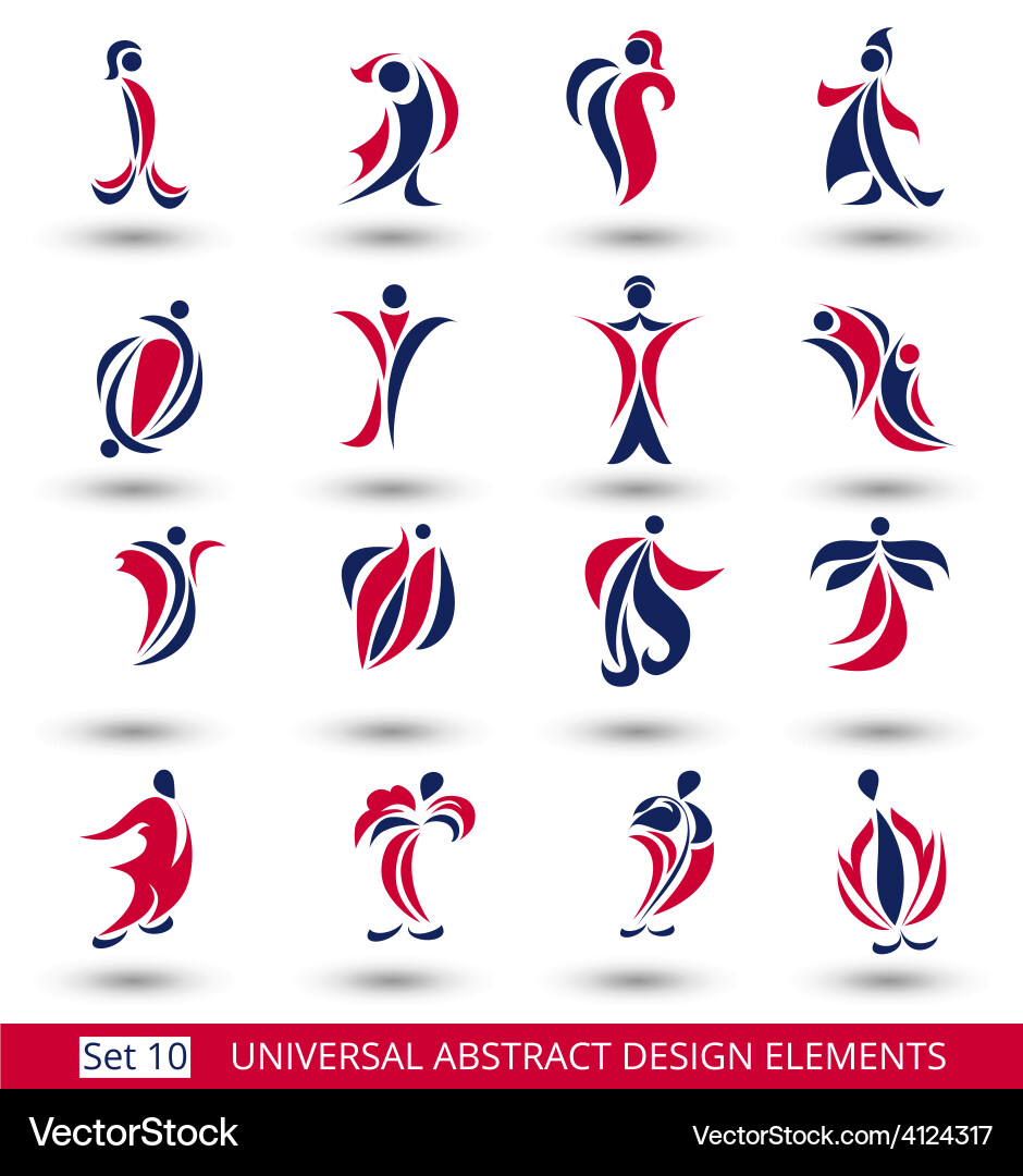 Set of different abstract flat red elements vector image