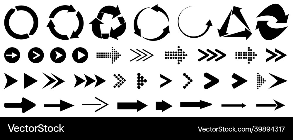 Set of different arrow cursor sign navigation Set of different arrow cursor sign navigation vector image