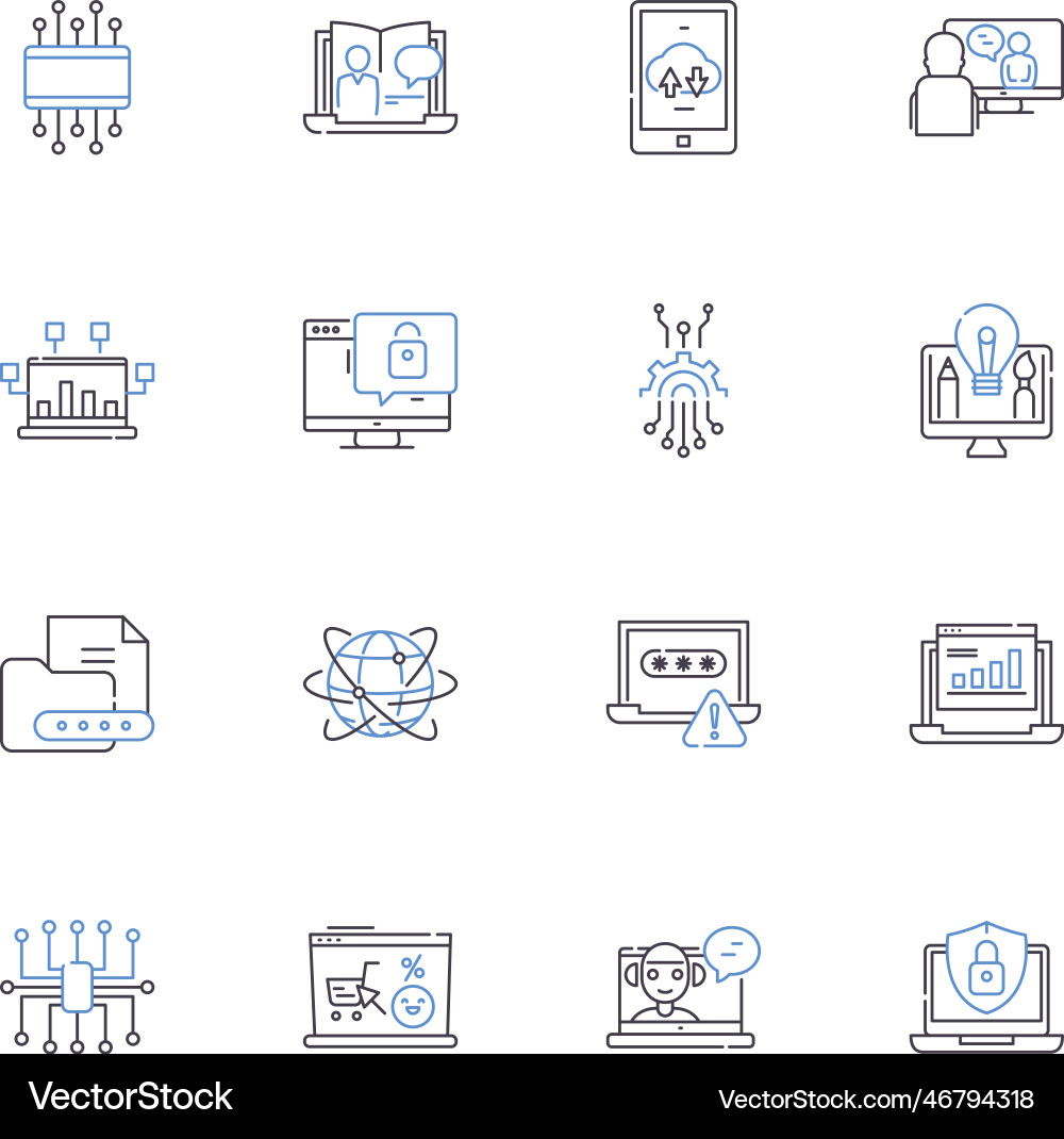 Algorithmic line icons collection computation Vector Image