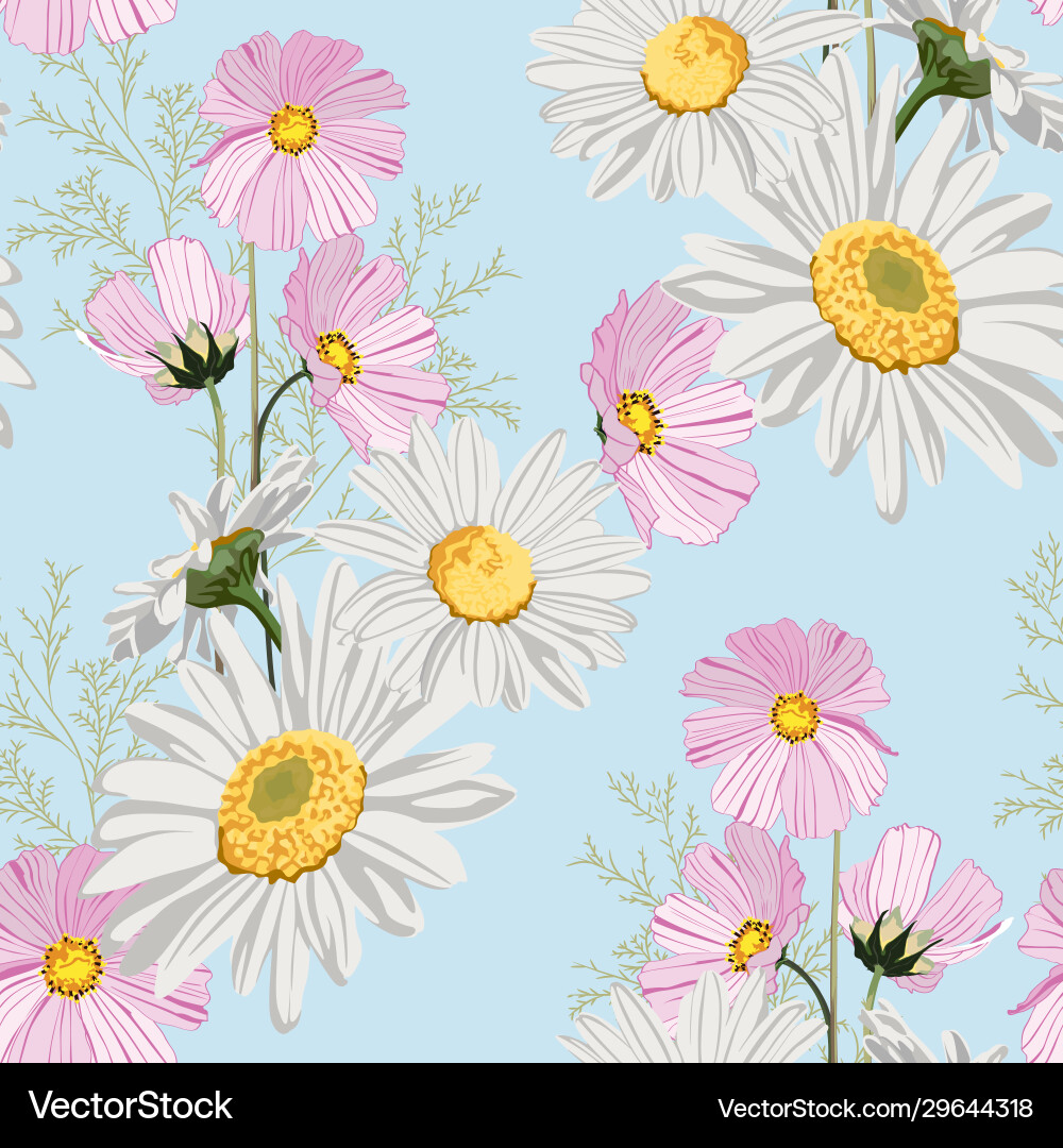 Chamomile & Wildflower Pattern Vector Image