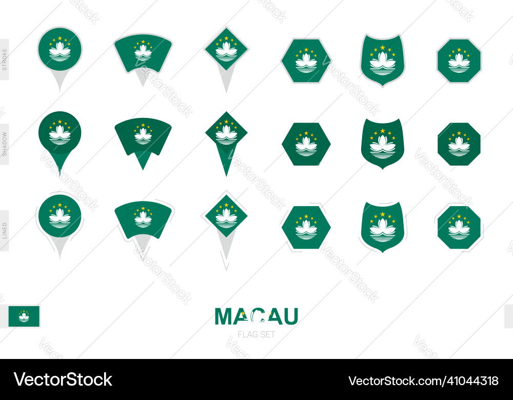 Collection of the macau flag in different shapes Vector Image