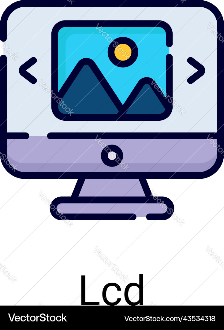 Display screen color line icon isolate on white Vector Image