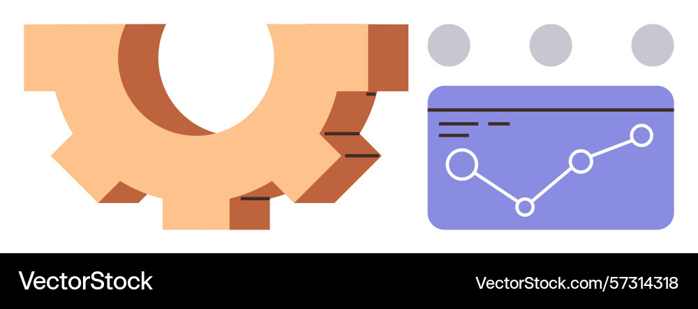Gear and data analysis dashboard representing Gear and data analysis dashboard representing vector image
