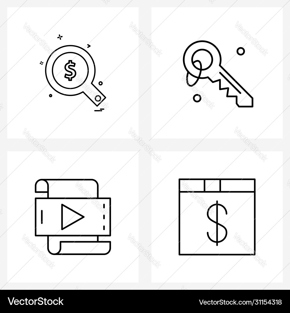 Isolated symbols set 4 simple line icons Vector Image