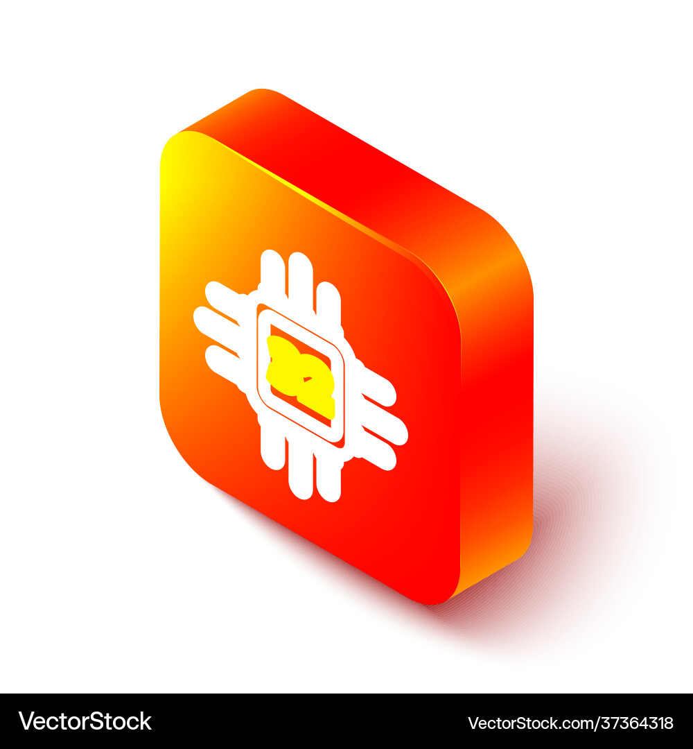 Isometric line computer processor Vector Image