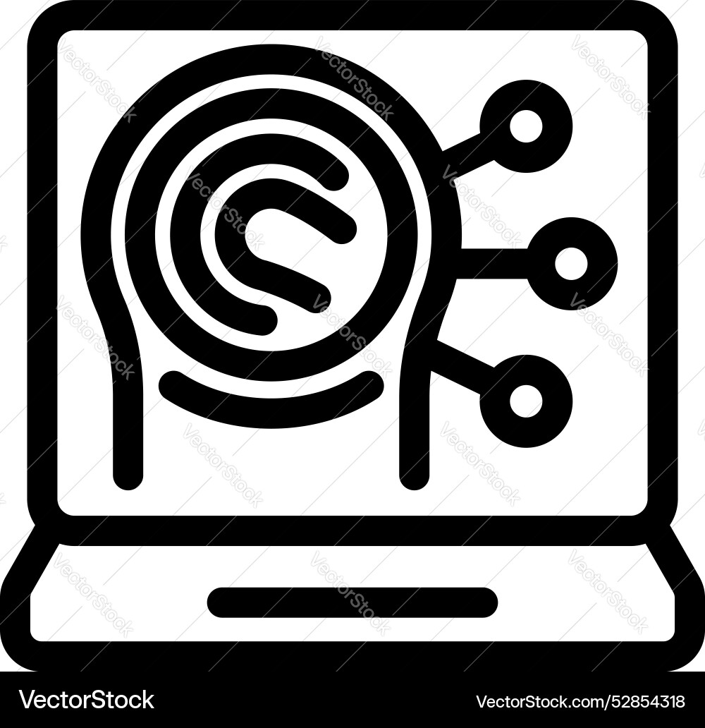 Laptop showing fingerprint scanning for user Laptop showing fingerprint scanning for user Vector Image