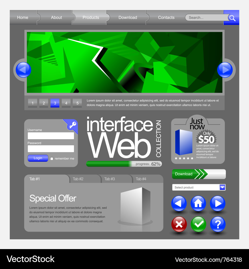 Moderne Web-ui-Elemente Vektorbild