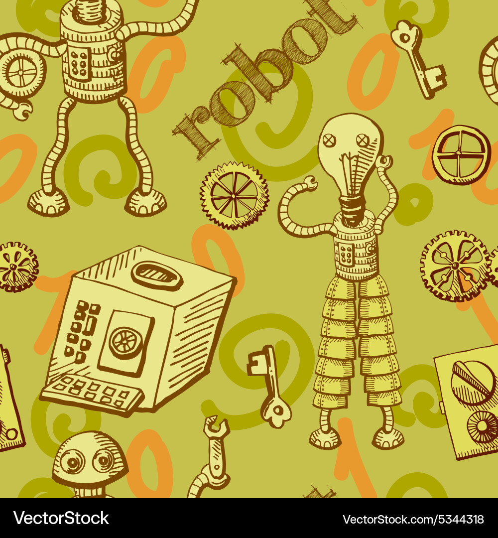 Robots seamless pattern vector image