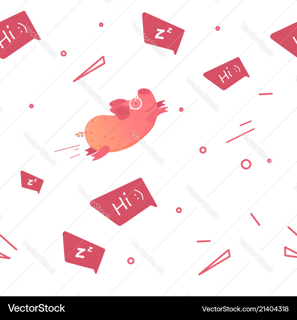 Seamless pattern with funny pig Vector Image