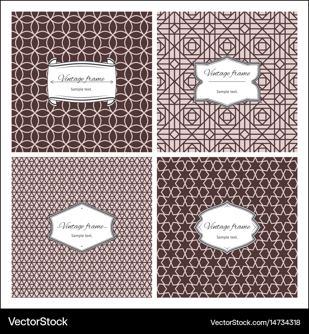 Sepia color seamless patterns with frames vector image