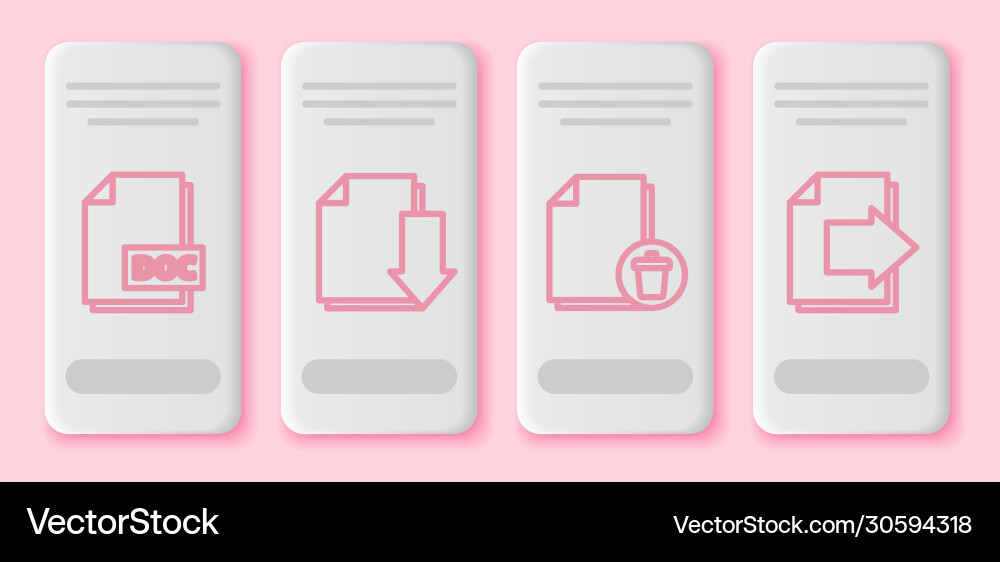 Set line doc file document with download Set line doc file document with download vector image