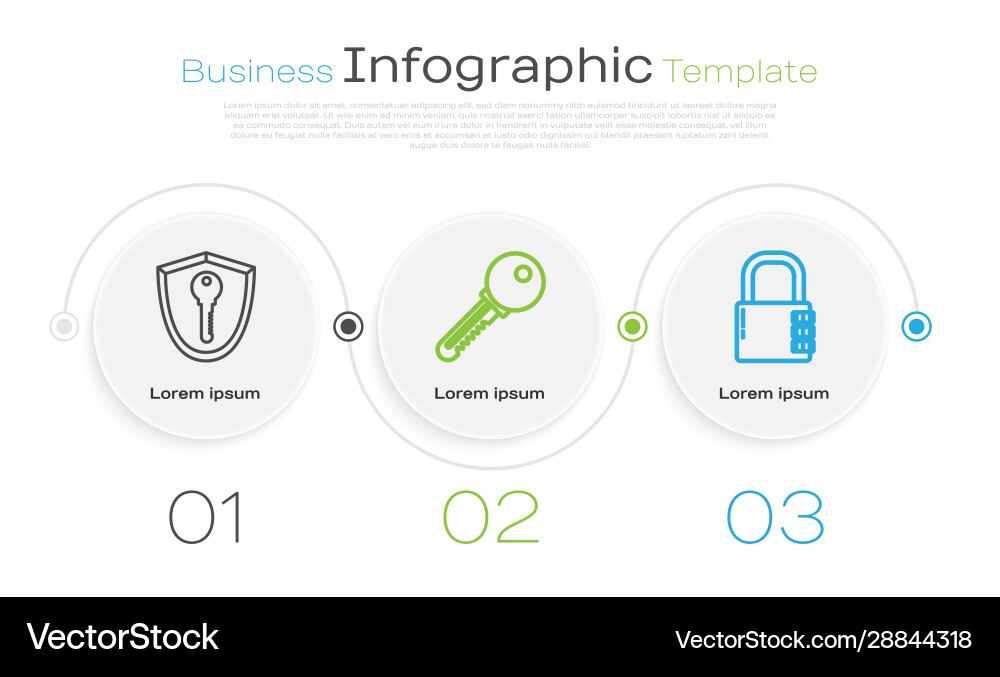 Set line shield with key and safe Set line shield with key and safe vector image