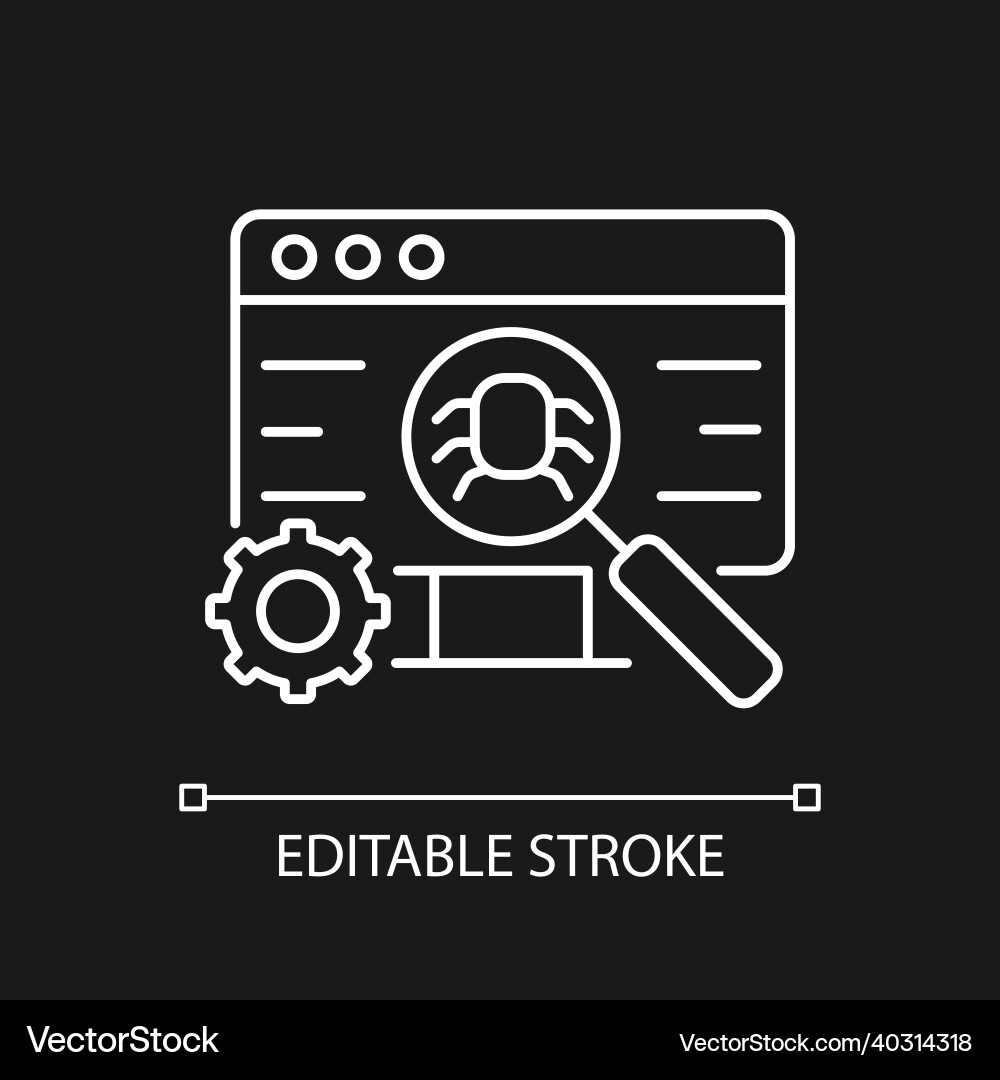 Software testing white linear icon for dark theme Software testing white linear icon for dark theme vector image