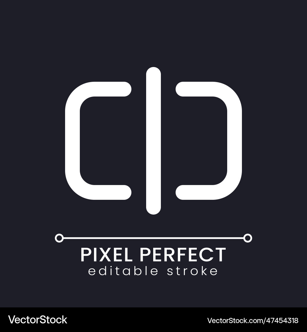 Split pixel perfect white linear ui icon for dark Split pixel perfect white linear ui icon for dark vector image