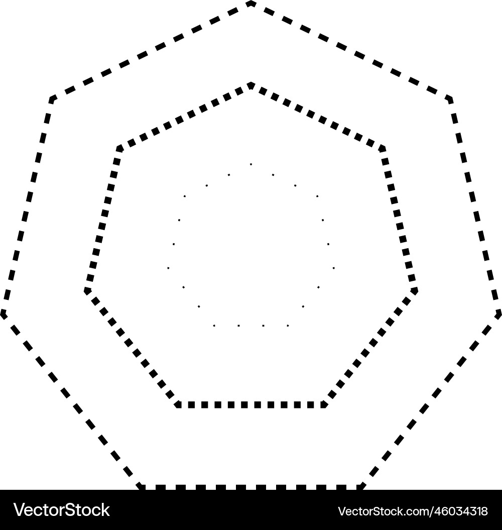 Tracing heptagon shape symbol dashed and dotted Tracing heptagon shape symbol dashed and dotted vector image