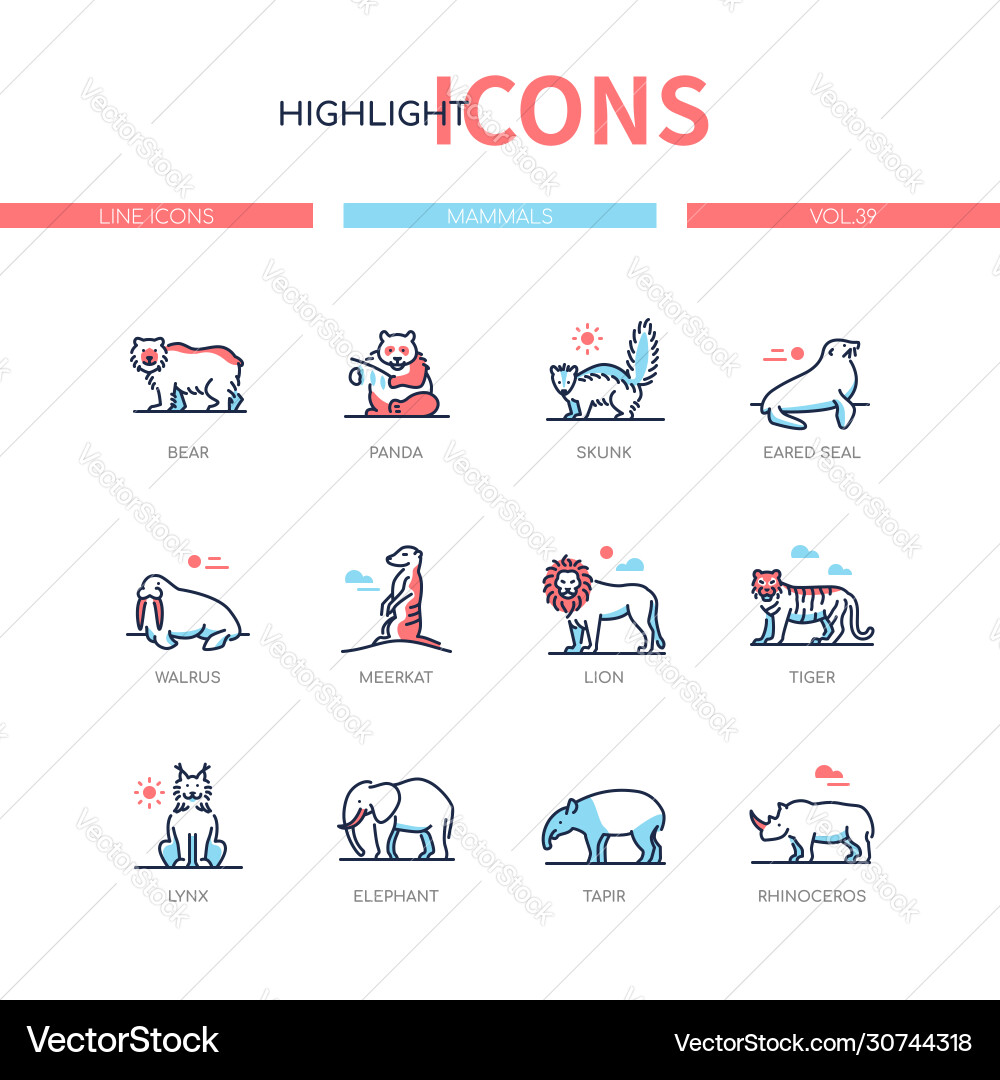 Verschiedene Säugetiere - moderne Liniendesign-Icons Verschiedene Säugetiere - moderne Liniendesign-Icons vektorbild
