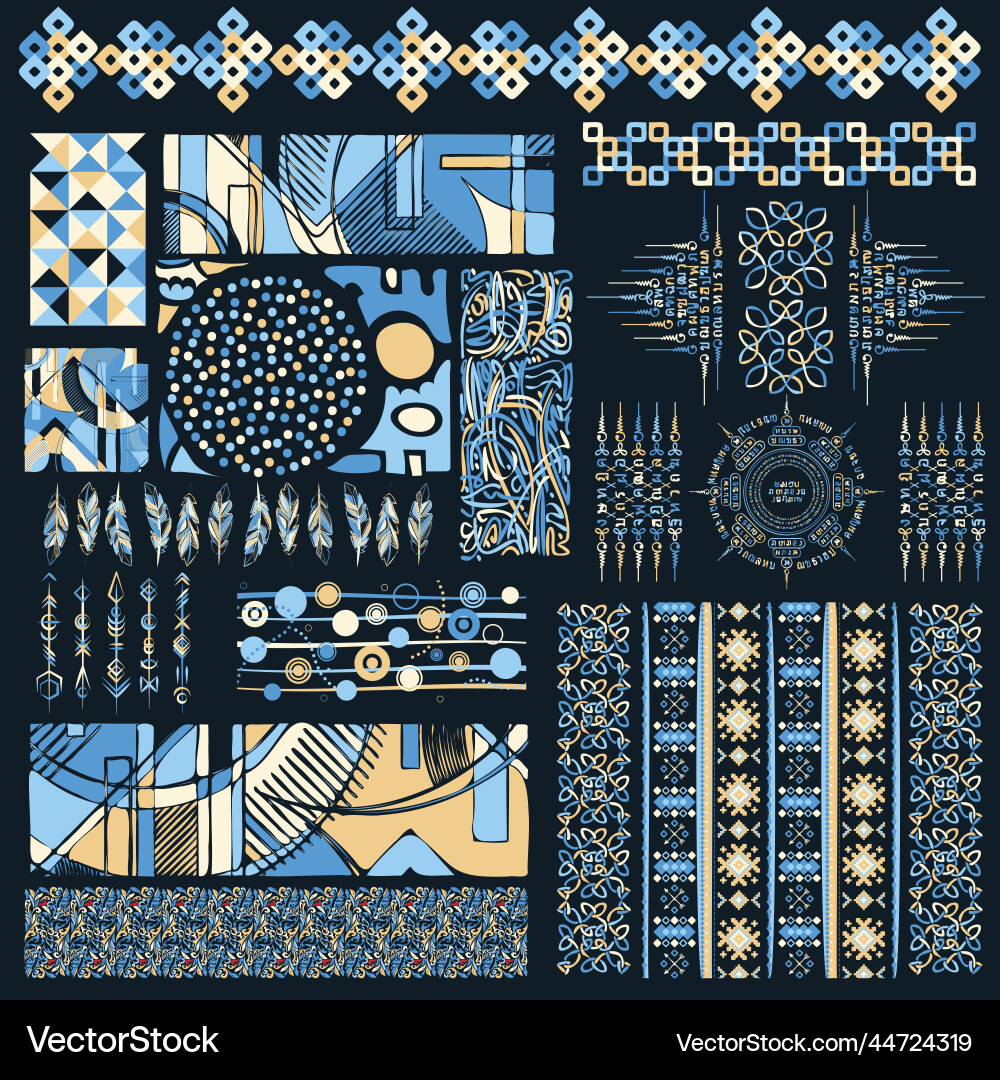 Abstract blue design elements set Abstract blue design elements set vector image