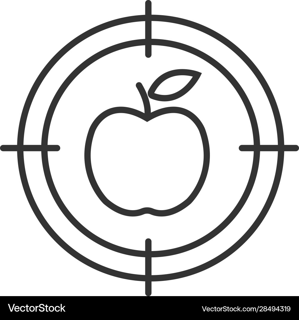 Aim on apple linear icon Aim on apple linear icon vector image