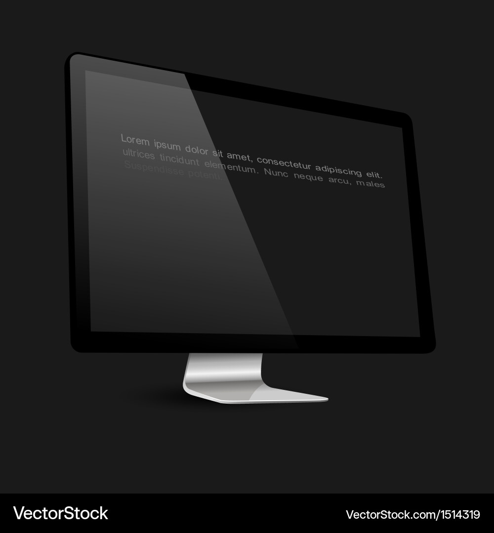 Black Computer Screen on Dark Background vector image