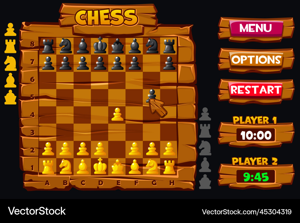 Chess game ui interface and button set Chess game ui interface and button set vector image