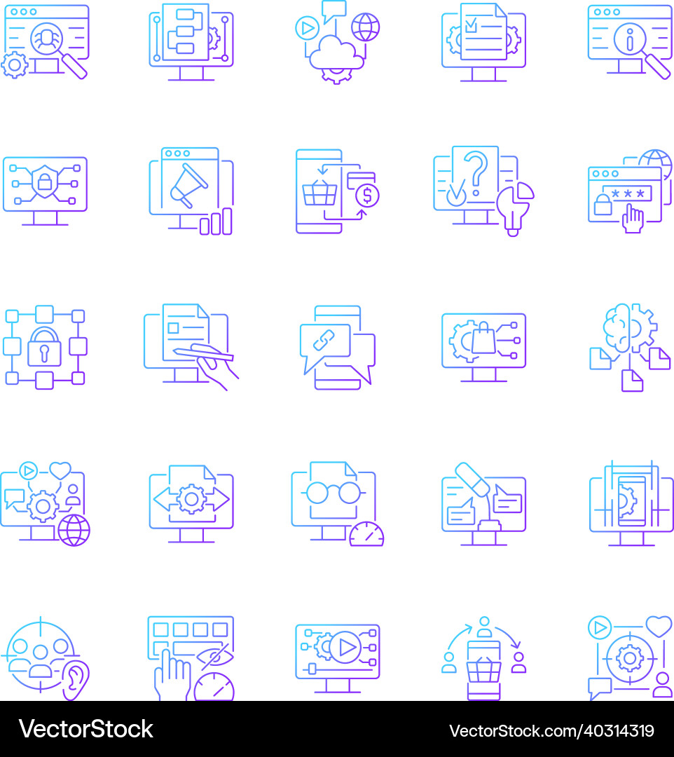Digital Skills Icons - Gradient Set vector image