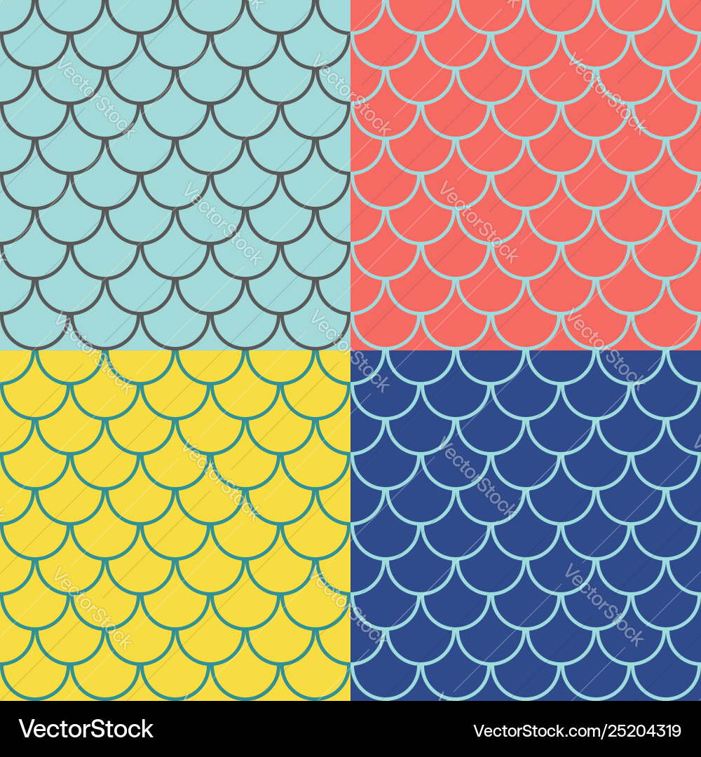Fish Scale Patterns - Seamless Collection vector image