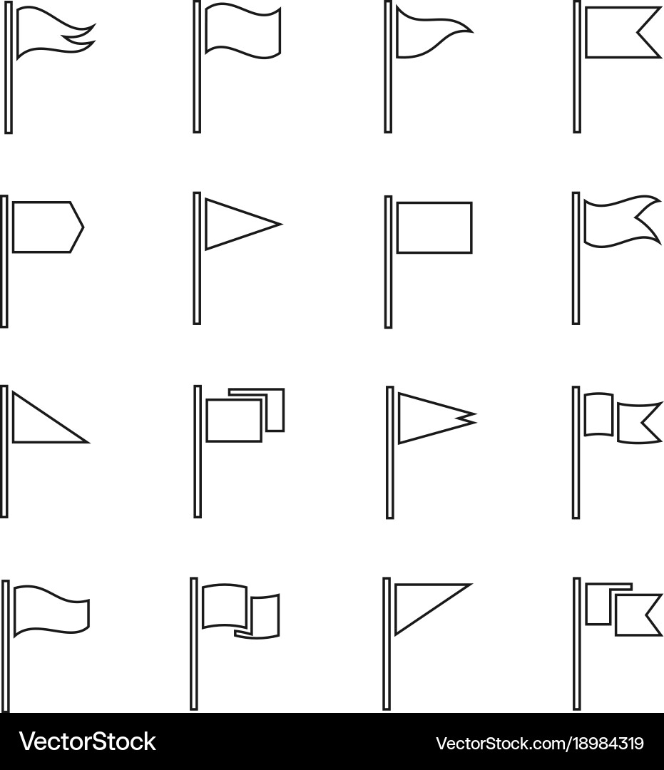 Flag and Pendant Outline Collection Vector Image