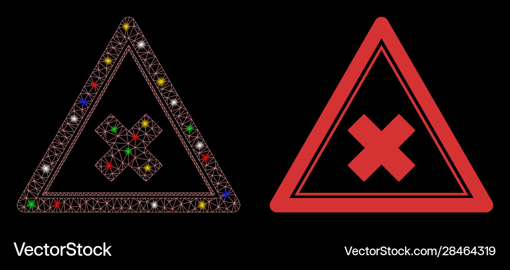 Flare mesh wire frame reject triangle icon Flare mesh wire frame reject triangle icon vector image